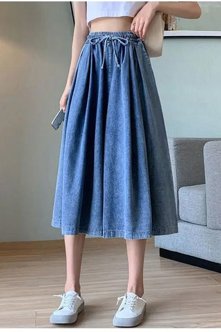 High Waist Elastic Oversize Denim Shorts