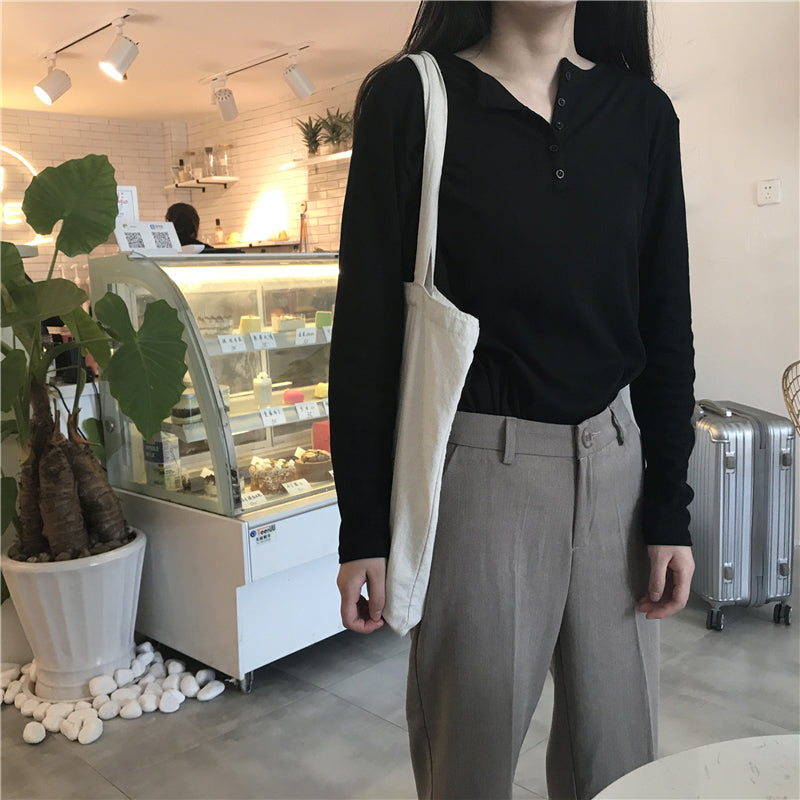 Long Sleeve Basic Colors Simple Shirt