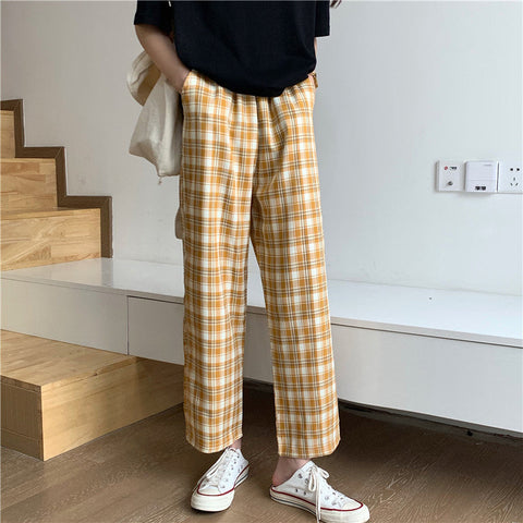 High Waist Colorful Plaid Pants