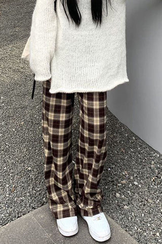 Loose Hip Hop Coffee Plaid Pants