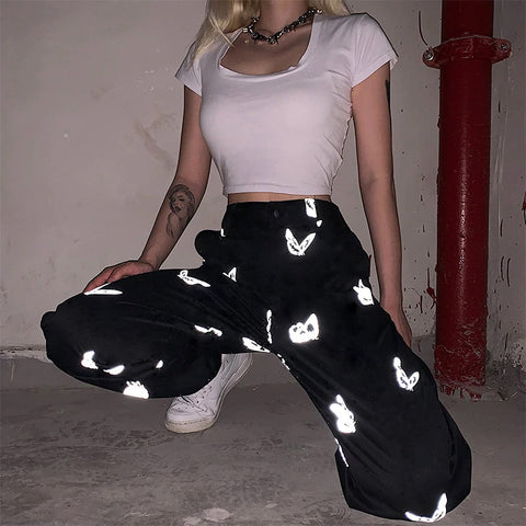 Butterfly Reflective Printed Jogger Pants