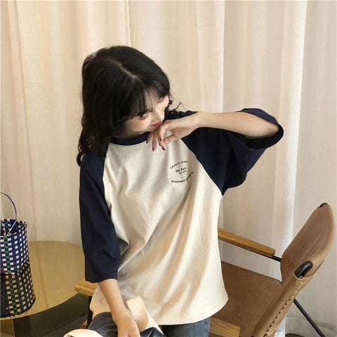 Loose Pocket Letter Raglan Sleeve Shirt