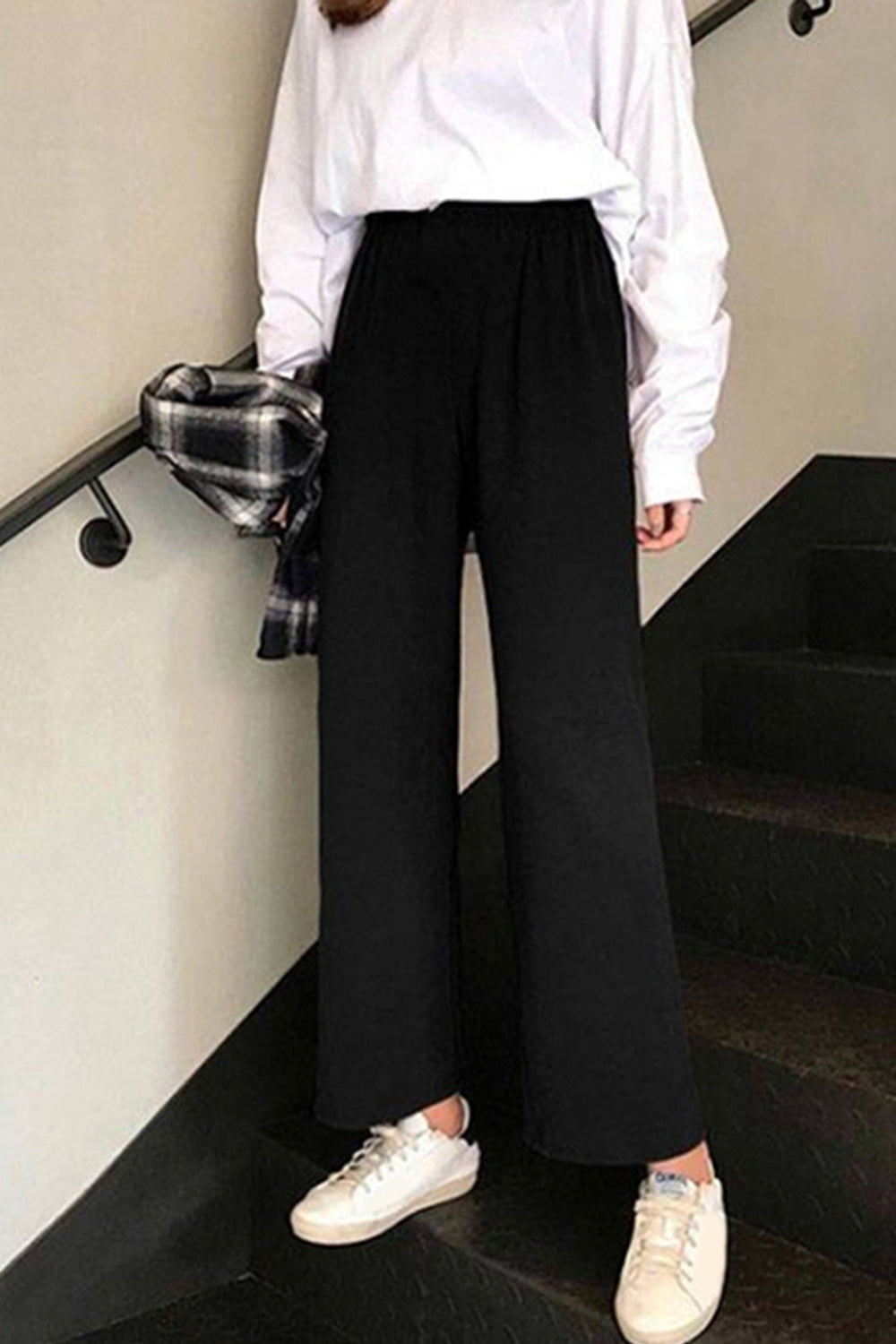 Loose Elastic Waist  Ankle Length Slim Pants