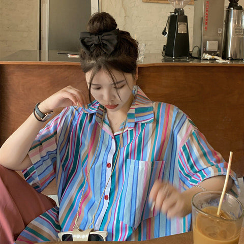 Camisa blusa vintage de rayas retro 