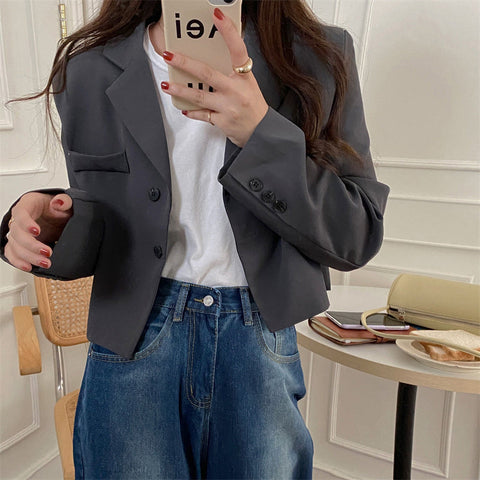 Single Breasted Notched Elegant Office Blazers