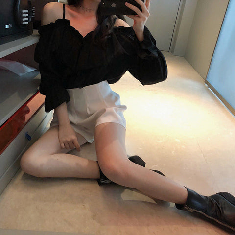 Flare Sleeve Ruffled Chiffon Blouse Shirts