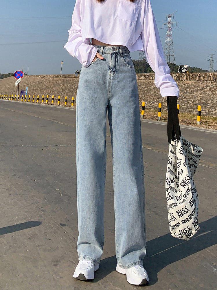 High Waist Vintage Wide Leg Full Length Jeans