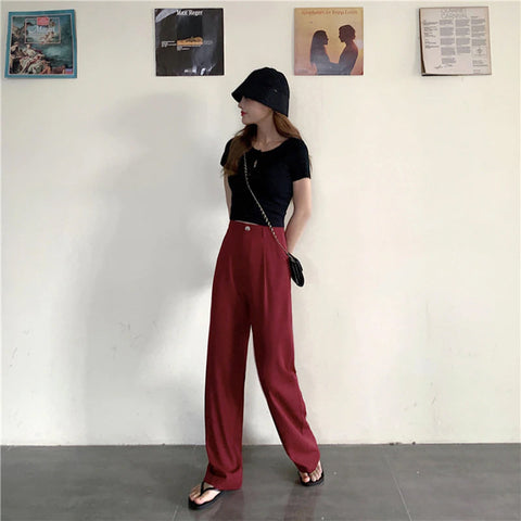 High Waist Cute Colors Elegant Wide Leg Pants