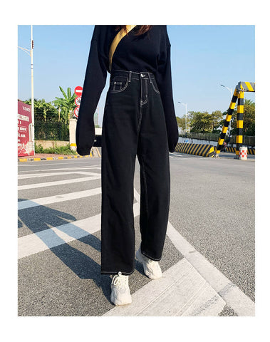High Waist Vintage Black Jeans Pants