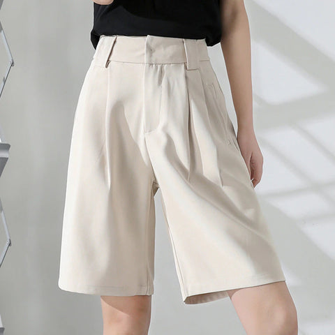 High Waist Knee Length Wide Leg Pants