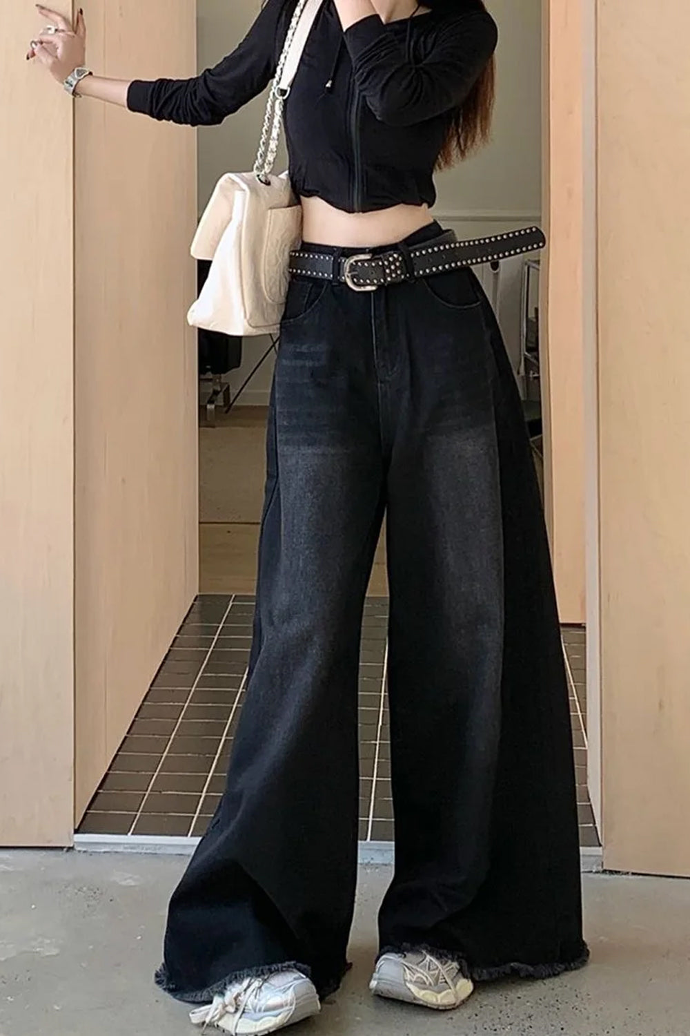 High Waist Loose Wide Leg Oversize Black Jeans Pants