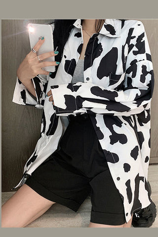 Cow Pattern Printing Loose Shirt