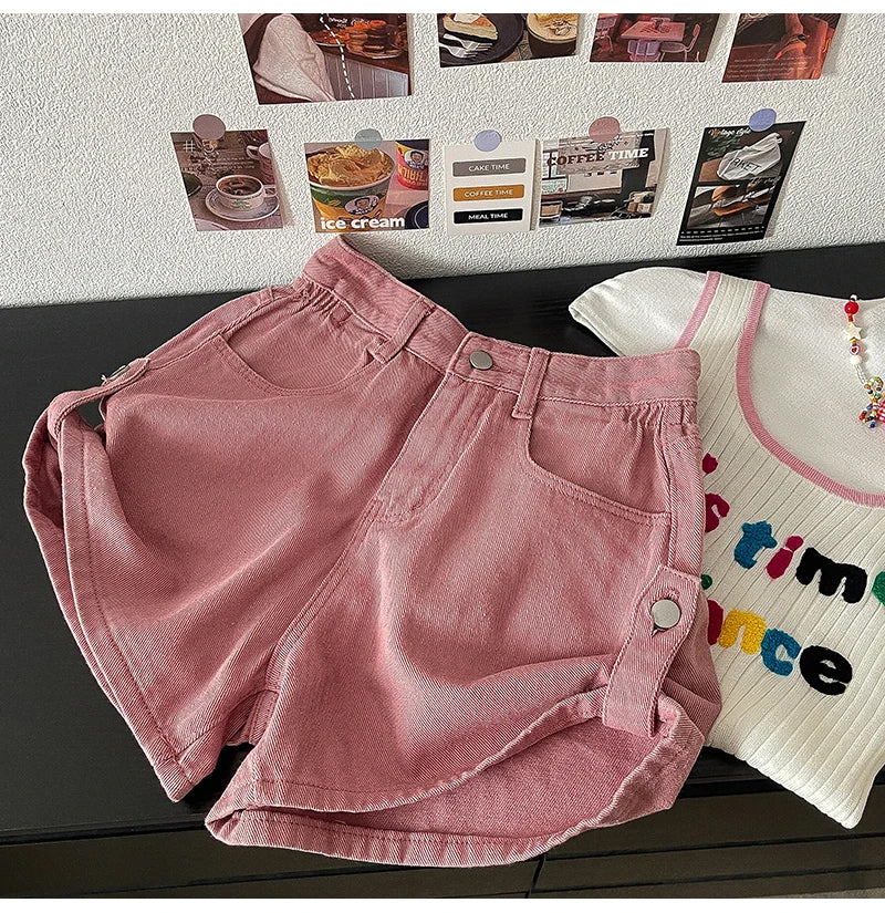 High Waist Classic Pink Denim Shorts
