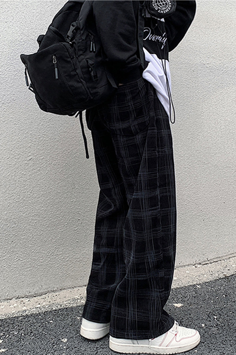 Lässige Hip Hop Plaid Cord Loose Pants 