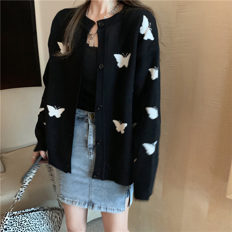 Butterfly Pattern Elegant Knitted Loose Sweater