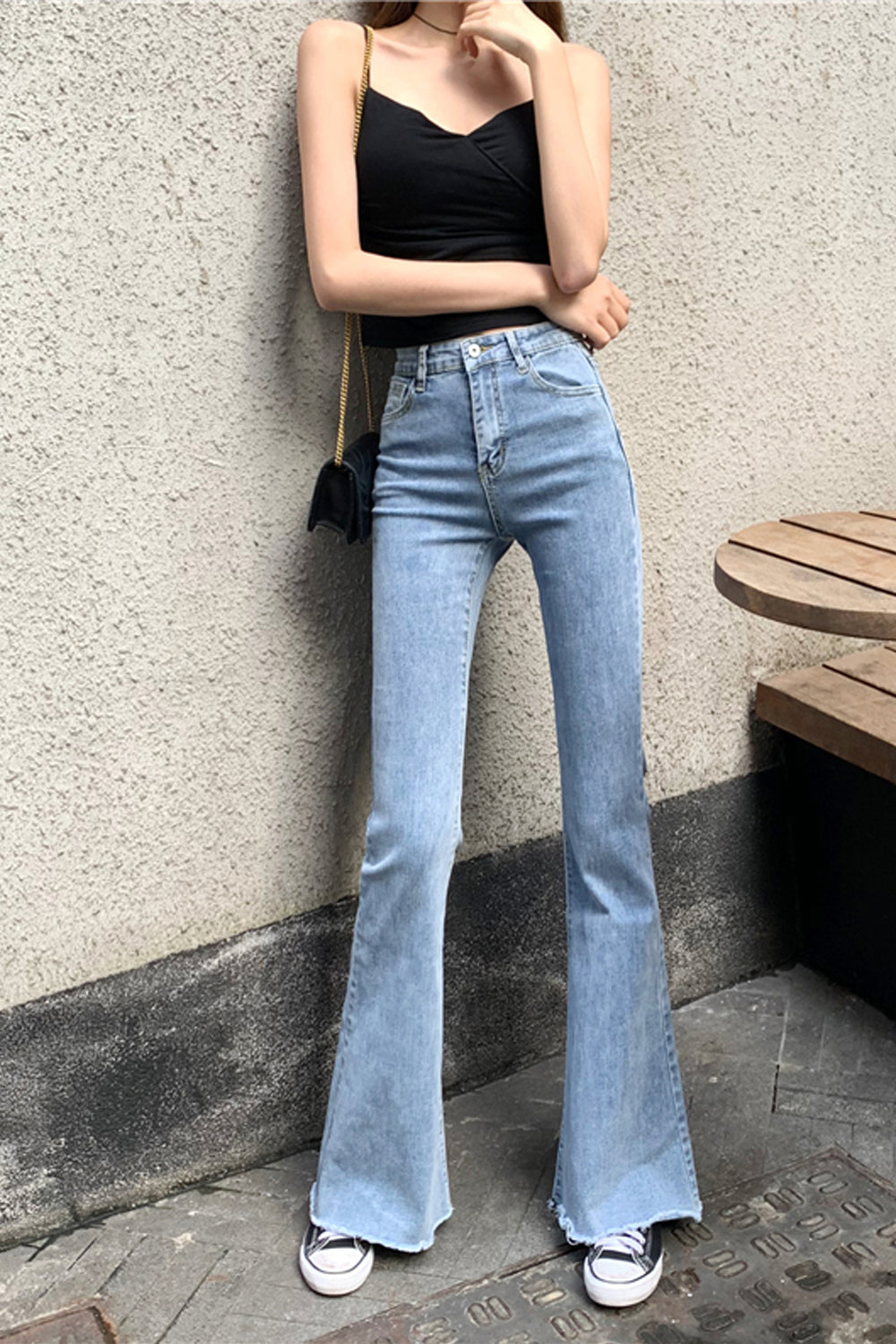 High Waisy Skinny Flare Jeans Pants