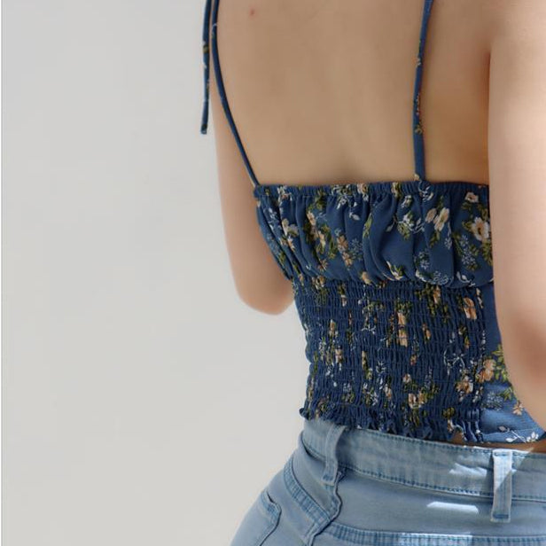 Floral Pattern Camisole Crop Tops