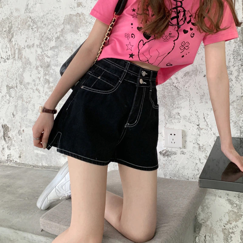 Sexy Side Little Cut Retro Jeans Shorts