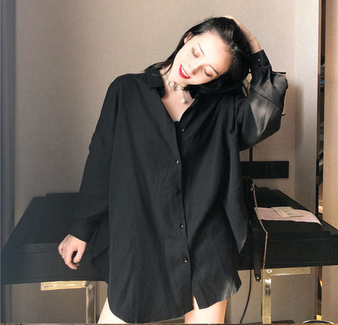 Long Sleeve Elegant Black Blouse Shirt