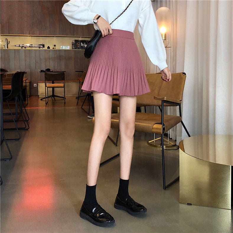 High Waist Pleated A-Line Mini Skirts