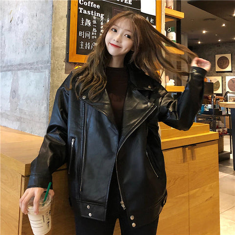 Loose Autumn Faux Leather Coat Jacket