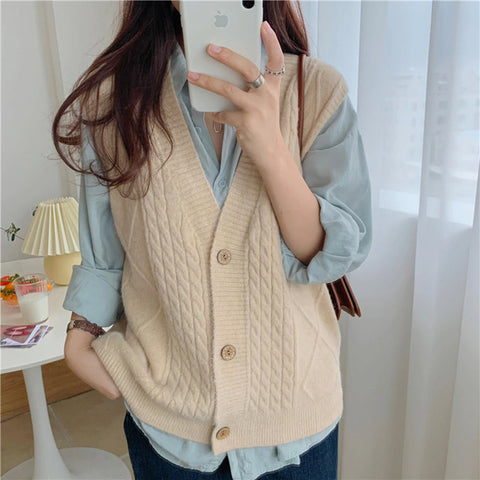 Sleeveless Knitted Vest Sweater