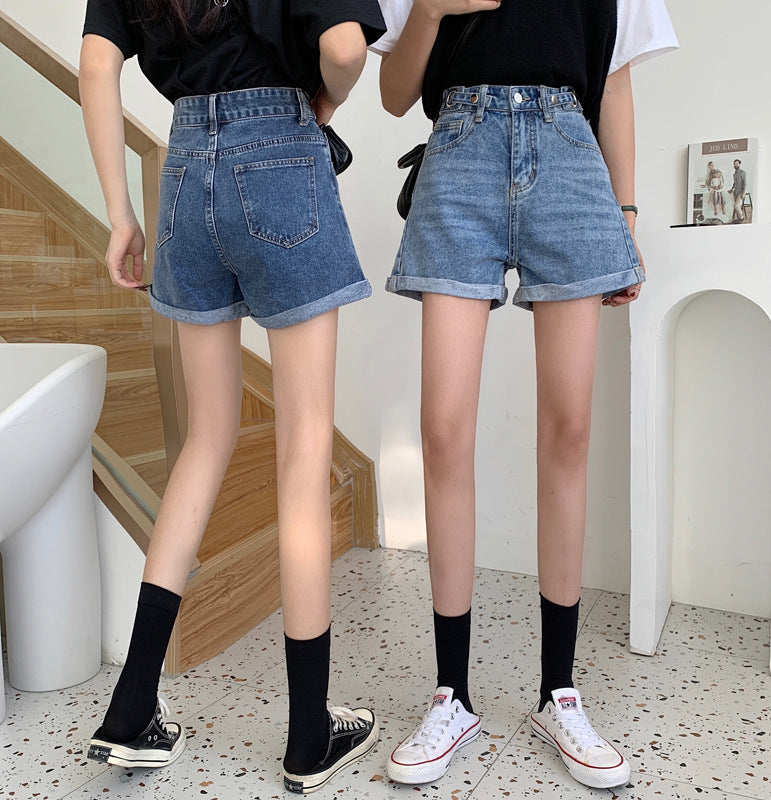 Lässige Schärpen Crimping Denim Shorts Jeans 