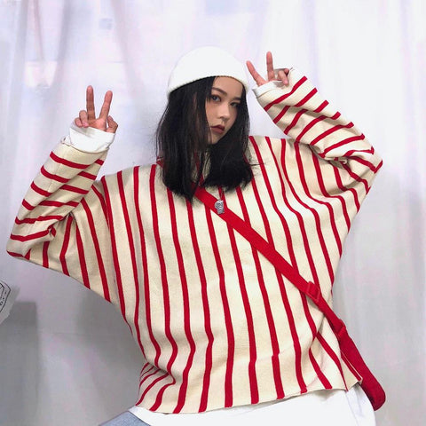 Loose Casual Striped Hoodie