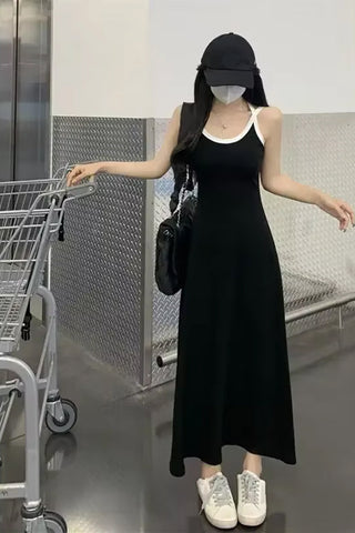 Loose Sleeveless Off Shoulder Long Dress