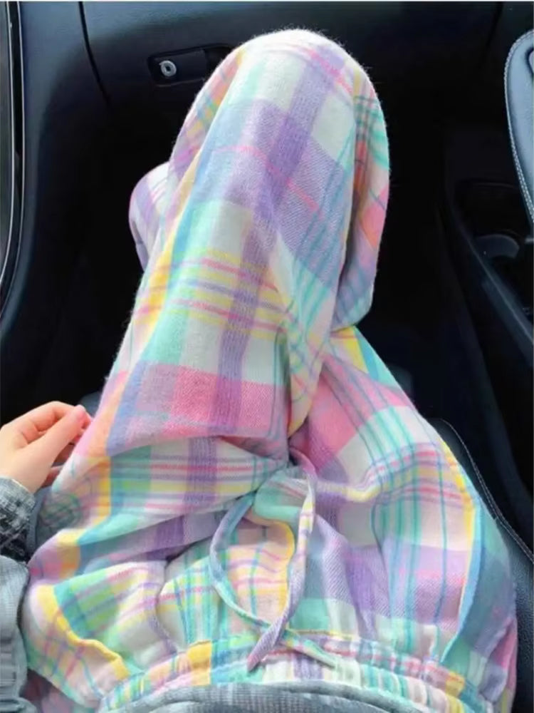 High Waist Loose Colorful Plaid Sweatpants