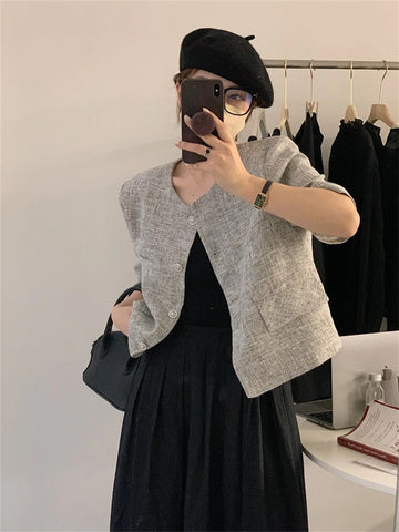 Short Sleeve Elegant Slim Office Blazers