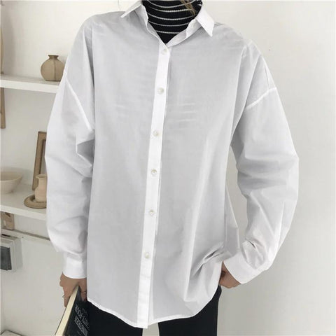 Solid Loose Casual Blouse Shirt