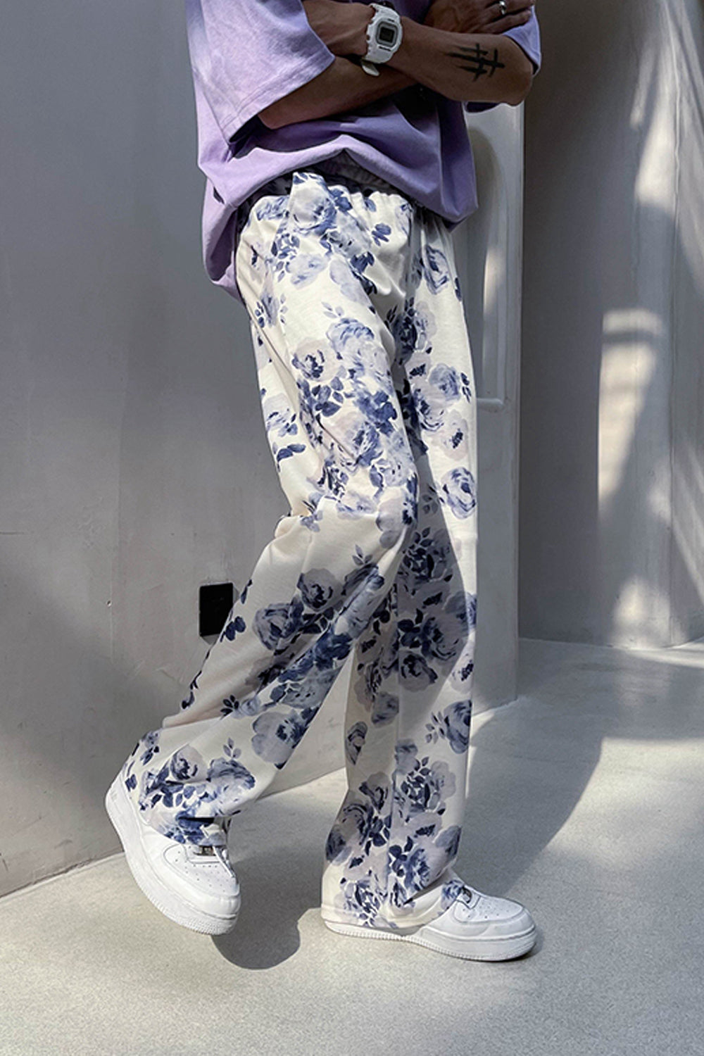 Loose Floral Printed Casual Men Pants