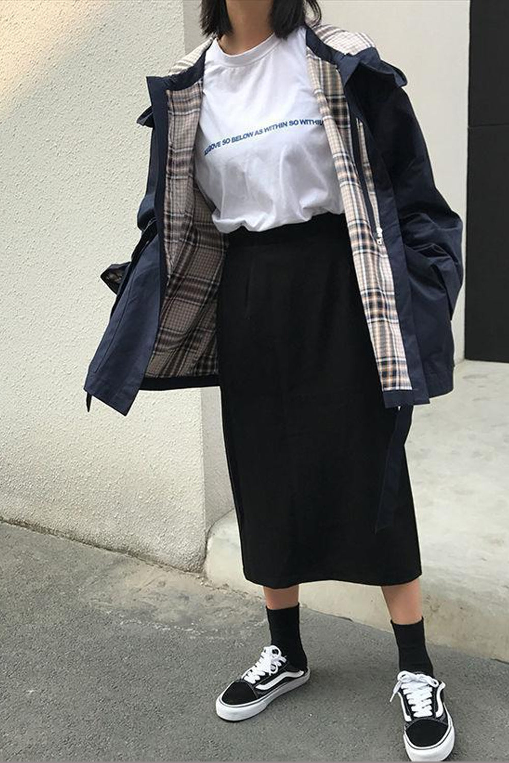 Plaid Spliced Retro Windbreaker Coat Jacket