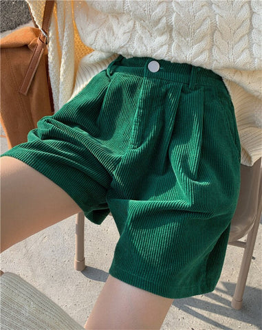 Lässige Cord-Shorts mit hoher Taille 