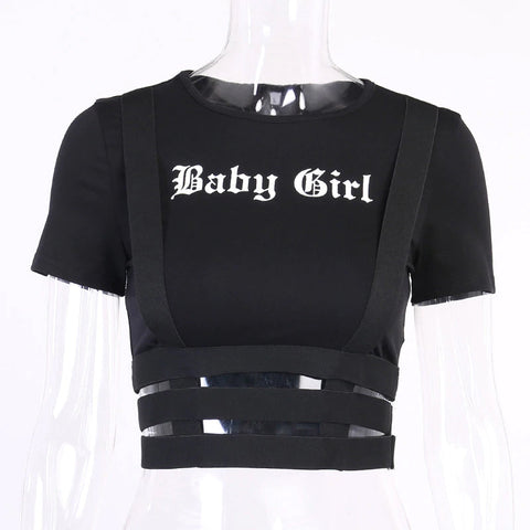 Baby Girl Letter Printed Sexy Cropped Slim Shirt