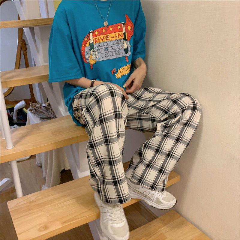 Loose Retro Hip Hop Plaid Pants