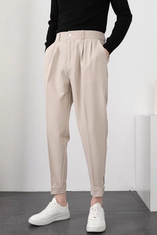 Slim Casual Small Feet Pleated Men Pants