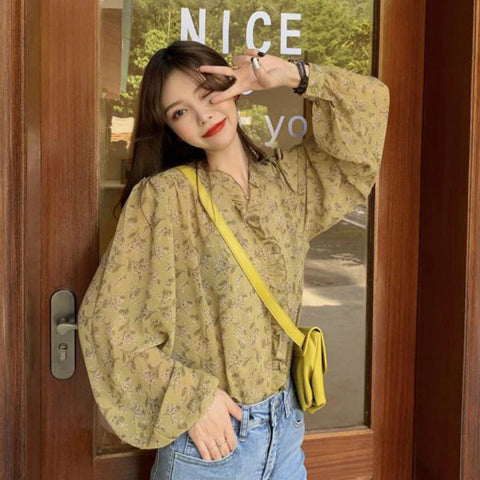 Florals Pattern Printed Blouse Shirt