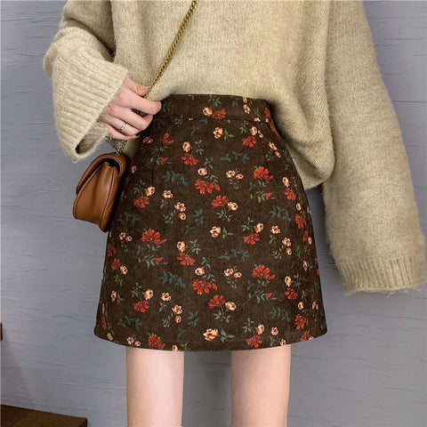 High Waist Floral Printed Bodycon Mini Skirts