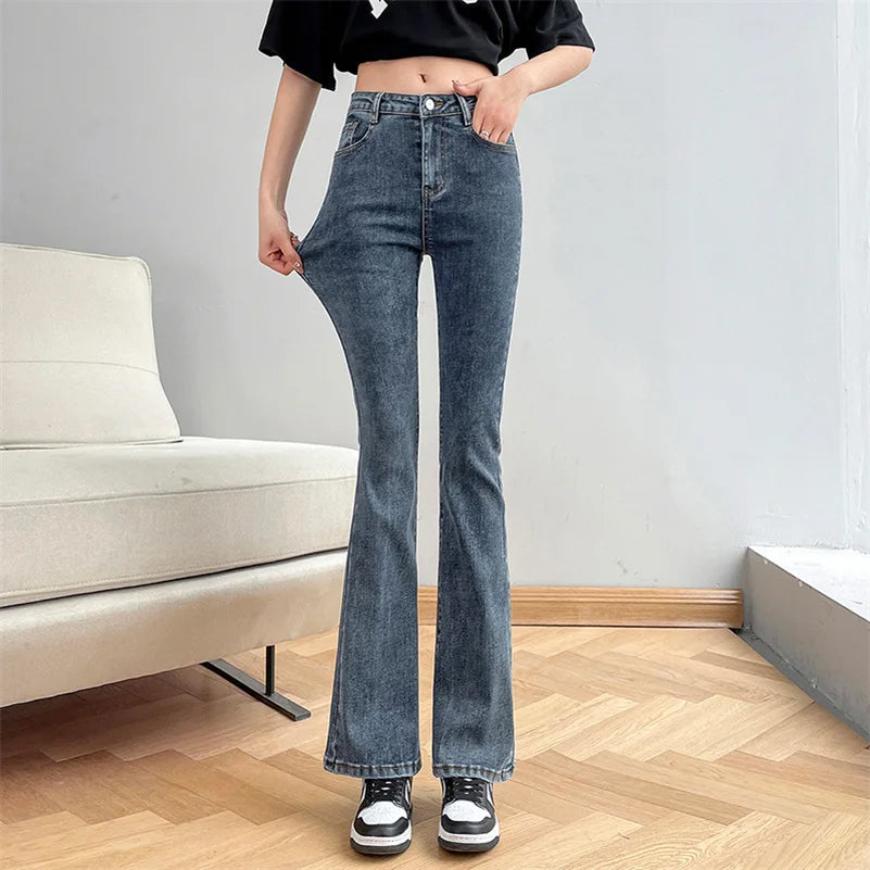 Retro Flare Jeans Knöchellange Hose 