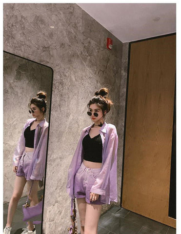 High Waist Cool Purple Shorts Pants