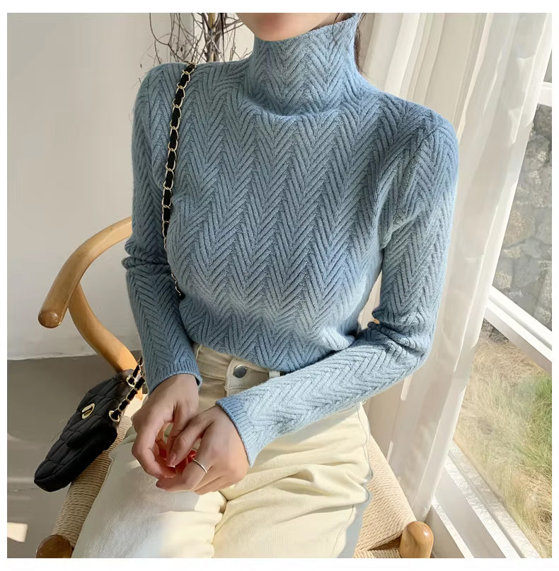 Long Sleeve High Neck Casual Turtleneck Sweater