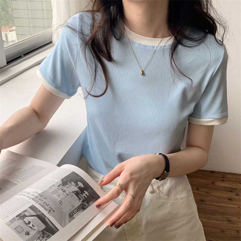 Short Sleeve Elegant Colors Ringer Shirt