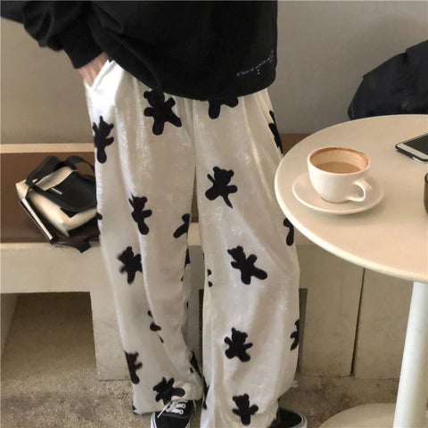 Cute Bear Full Printed Loose Pants