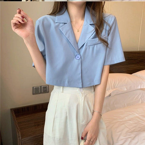 Camisa tipo blusa de oficina corta de manga corta 