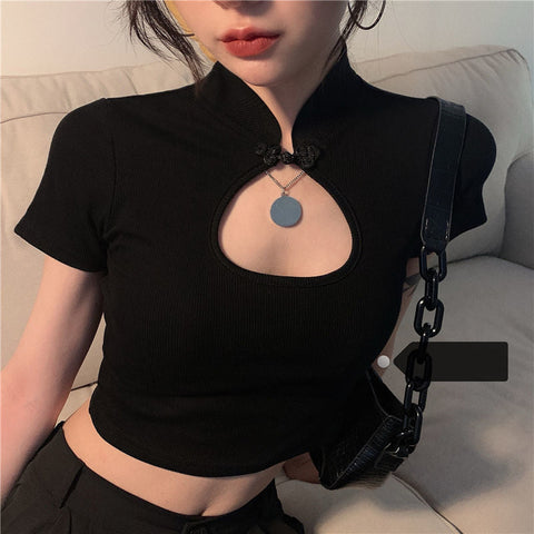 Camisa corta sexy estilo chino retro 