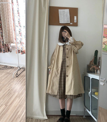 Loose Long Trench Windbreaker Coat Jacket