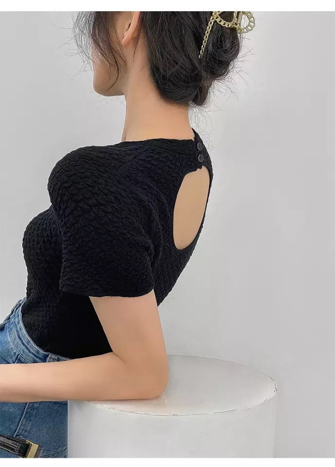 Sexy Strickshirt mit ausgehöhltem Rücken 
