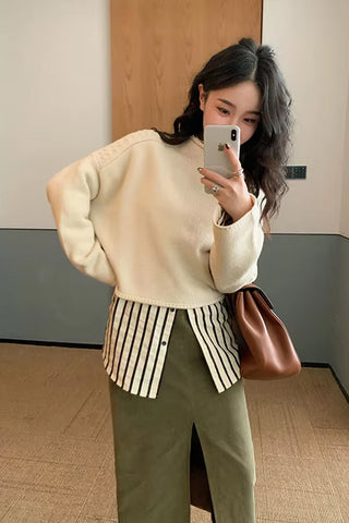 Long Sleeve Elegant Striped Classic Blouse Shirt